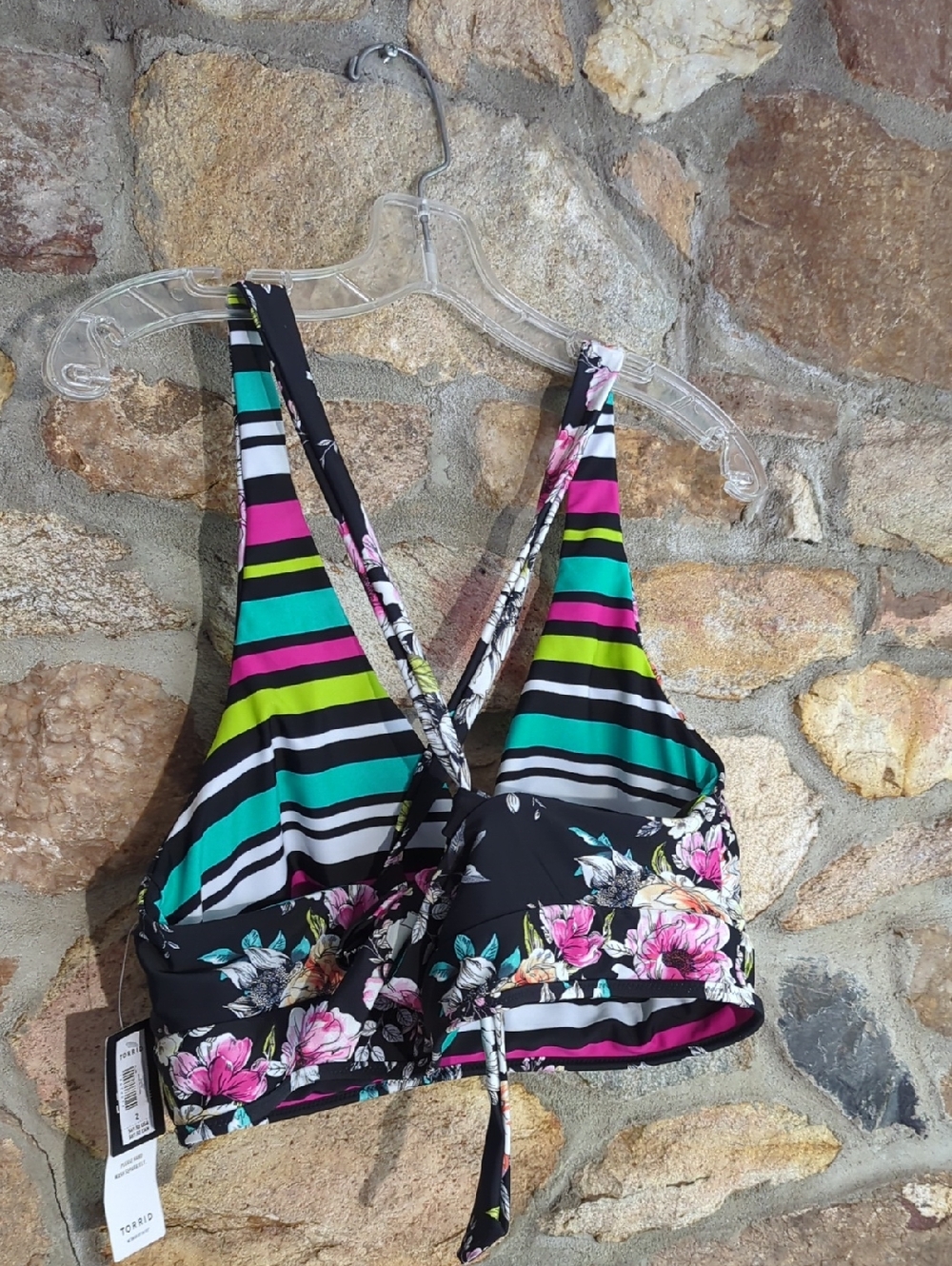 Torrid Floral & Stripe Reversible Bikini Top - Picture 10 of 12